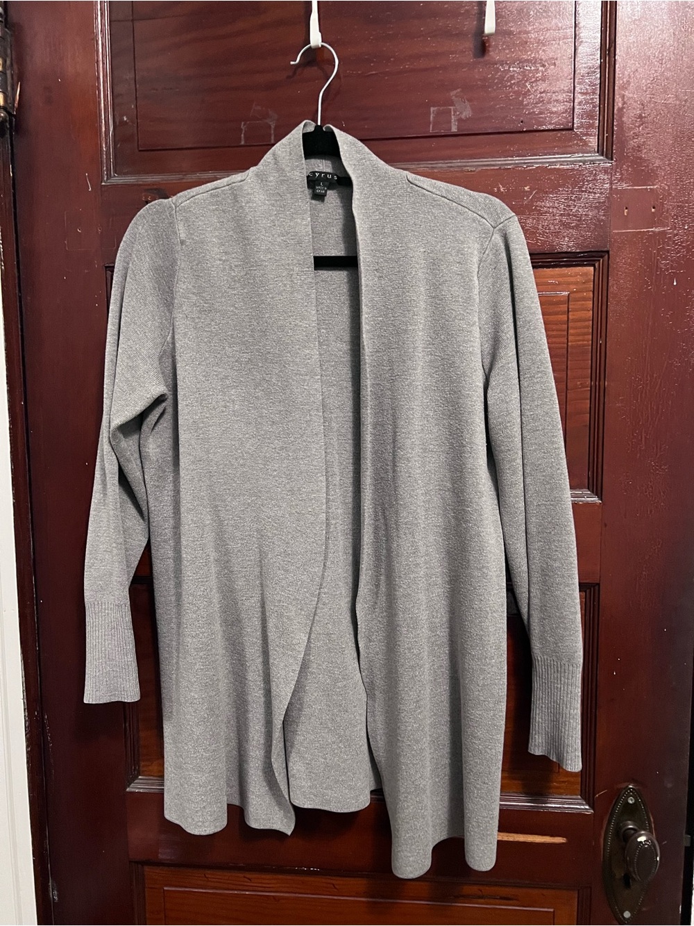Cyrus Gray Open-Front Drape Cardigan